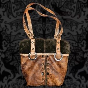Guess Tan and Black Textured Shoulder Bag